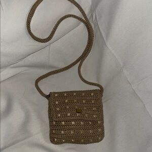 Woven Tan Crossbody Bag